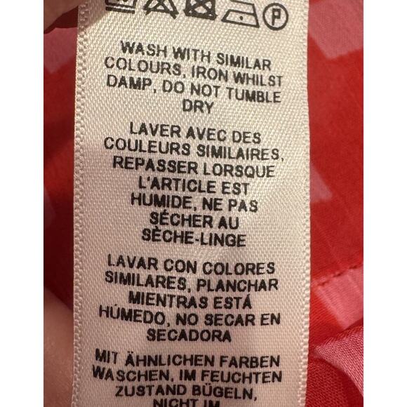 ASOS Check Print Blouse Women’s Size 6 Pink Red Black Trim Sheer - Picture 7 of 8